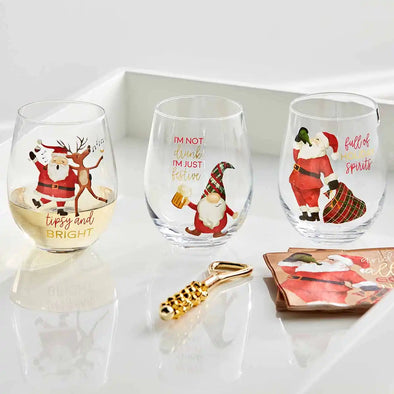Christmas Drinking Wine Glass In 3 Options