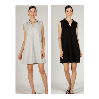 Butter Modal Collared Dress in Grey or Black