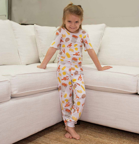 Crawfish Boil Short Sleeve Kid's Pajamas Set