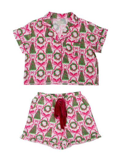 Women's Wreaths Short Sleeve And Shorts Pajama Set (XS-XXL)