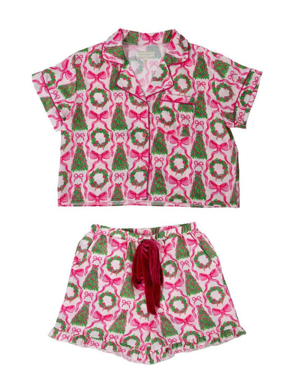 Women's Wreaths Short Sleeve And Shorts Pajama Set (XS-XXL)