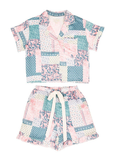 Women's Quilted Short Sleeve and Shorts Pajama Set (XS-XXL)