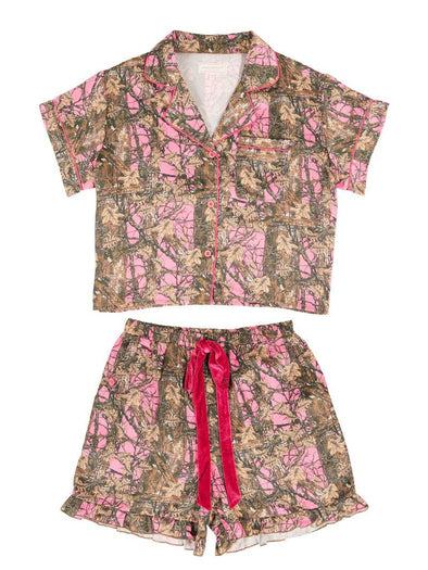 Women's Pink Camo Short Sleeve and Shorts Pajama Set (XS-XXL)