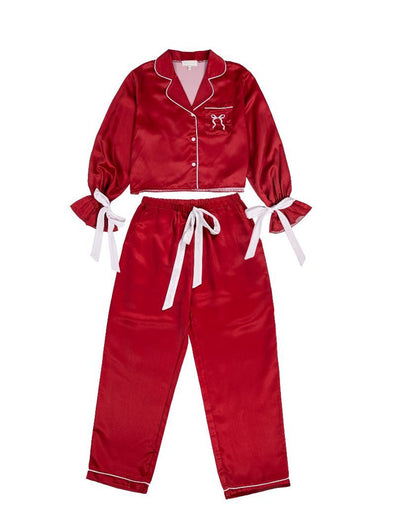 Womens Red Long Sleeve and Pant Pajama Set (XS-XXL)