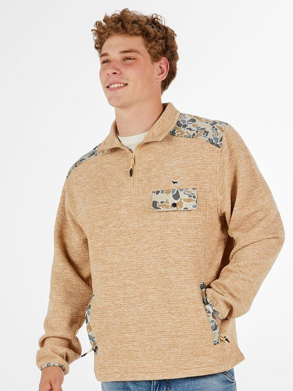 Men's Tan Quarter Zip With Camo Contrast (S-XXL)