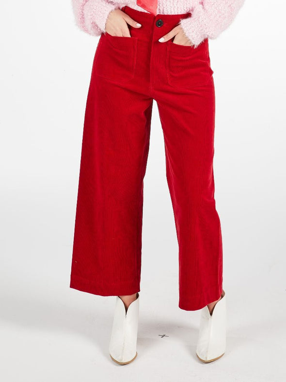 Wide Leg Corduroy Pants in Red or Black (XS-XXL)