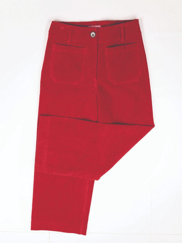 Wide Leg Corduroy Pants in Red or Black (XS-XXL)
