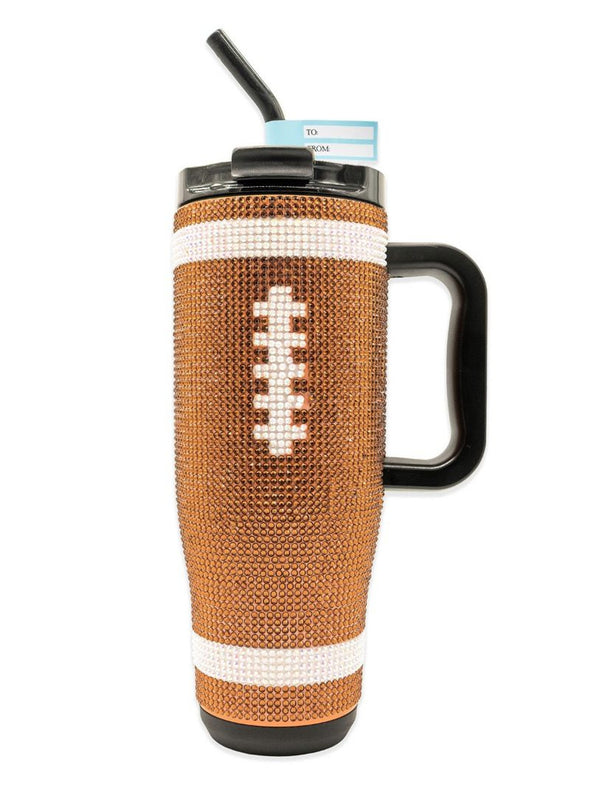 Rhinestone Football 40oz Tumbler