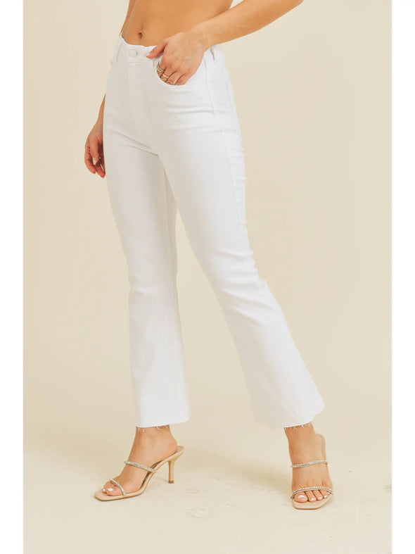 High Rise Denim Tonal Crop Flare Jeans In 6 Color Washes