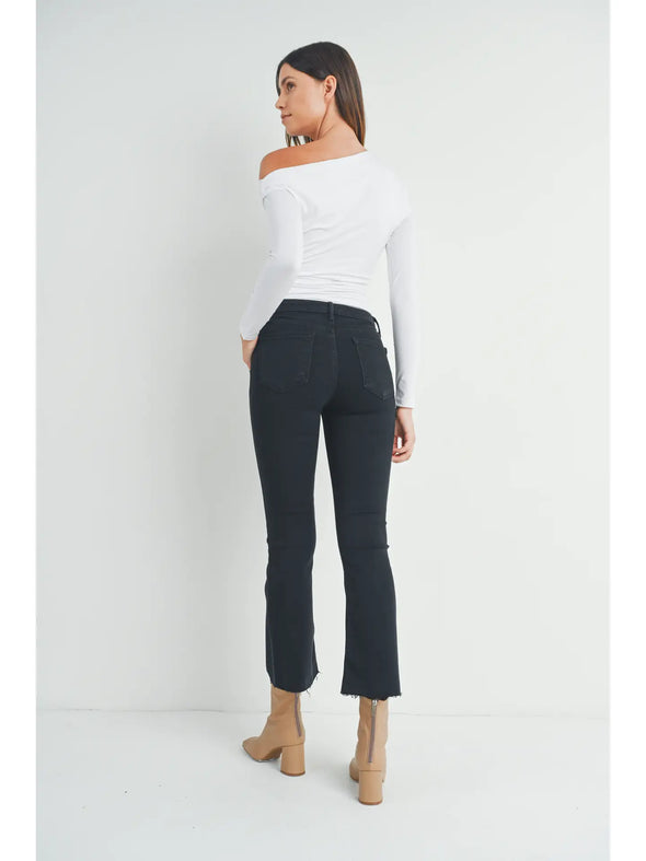 High Rise Denim Tonal Crop Flare Jeans In 6 Color Washes