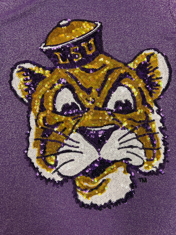 Purple Glitter LSU Retro Logo Tank (S-XL)