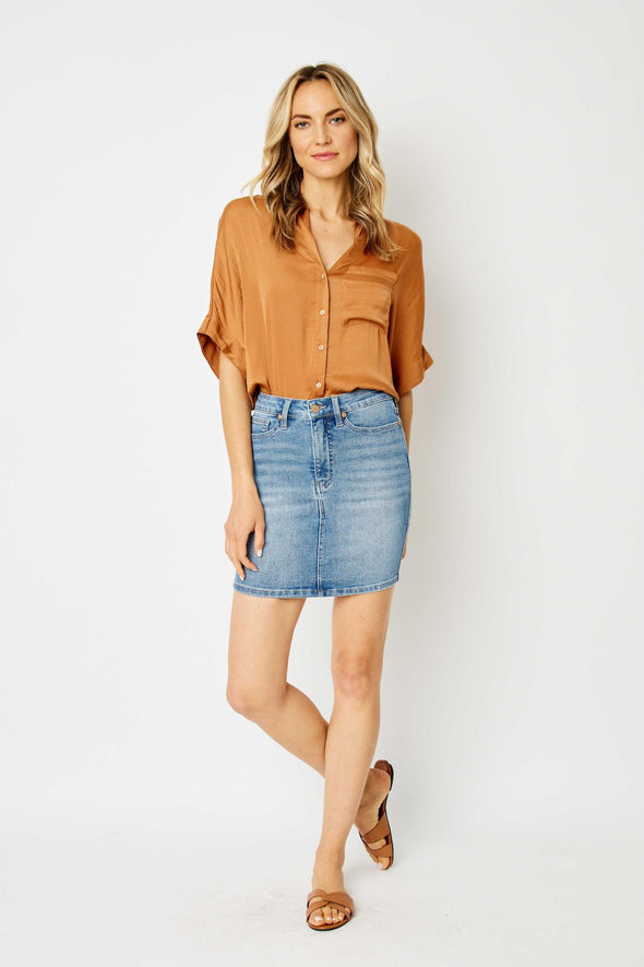 Judy Blue HW Tummy Control Denim Skirt