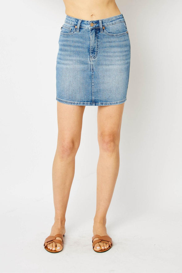 Judy Blue HW Tummy Control Denim Skirt