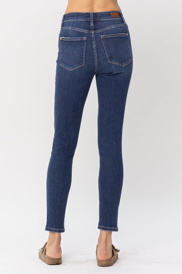 High Waisted Front Seam And Slit Skinny Jeans