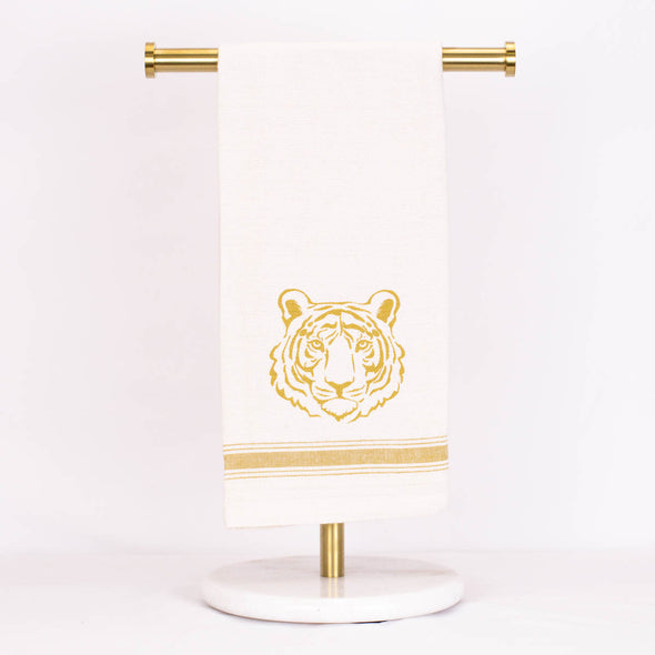 Get Em Tiger Head Hand Towel In Purple Or Gold