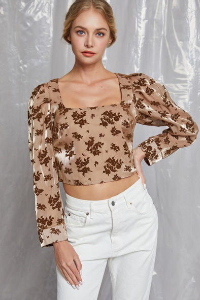 Velvet Flocking Floral Lurex Top