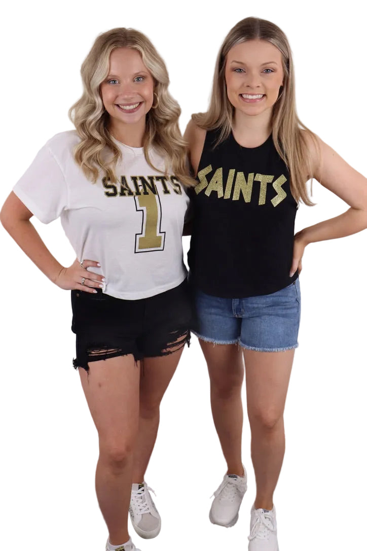 Saints Number 1 White Crop Top – NOLA BOO