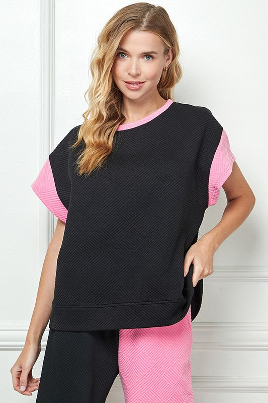 Color Mix Textured Top In 2 Options