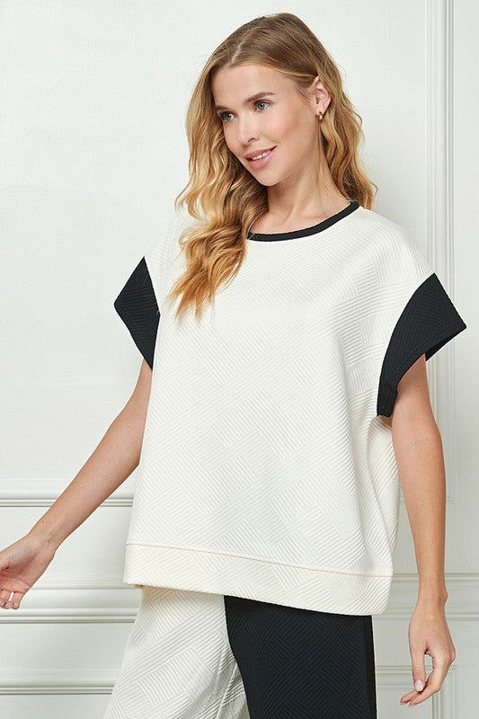 Color Mix Textured Top In 2 Options