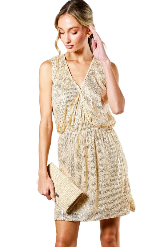 Sleeveless Sequin Mini Dress In Black Or Gold Black / S Sleeveless Sequin Mini Dress In Black Or Gold Black / S