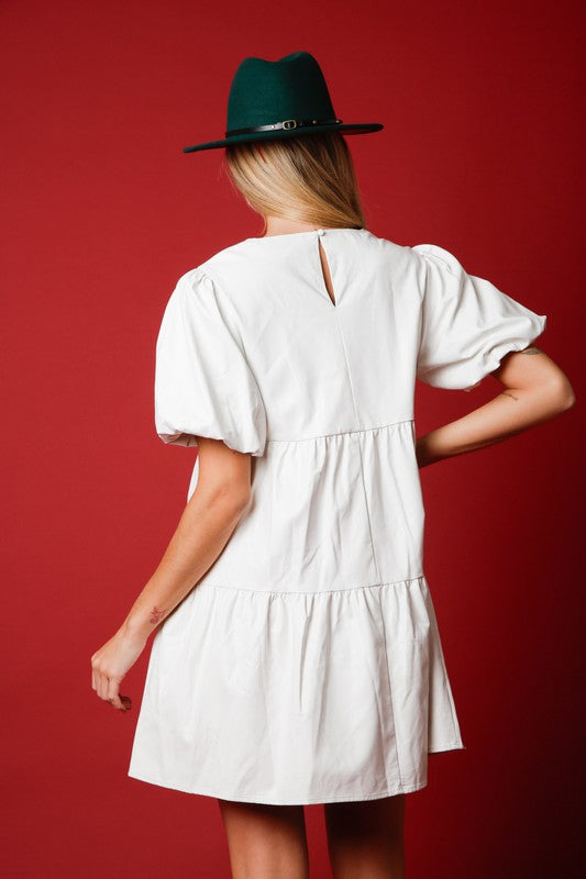 Sequin Ornament Faux Leather Dress