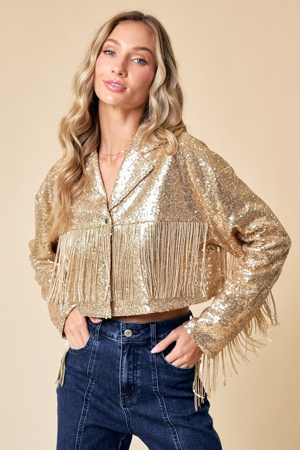 Sequins Fringed Blazer