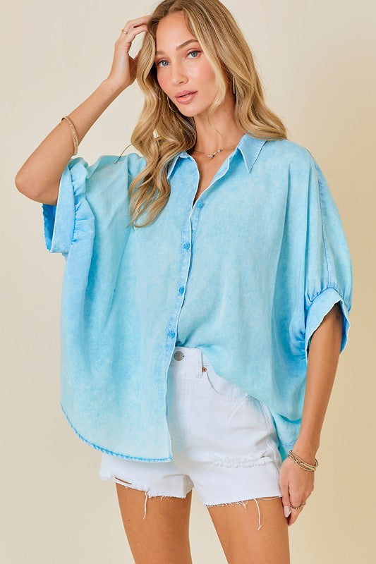 Washed Oversized Button Down Shirt