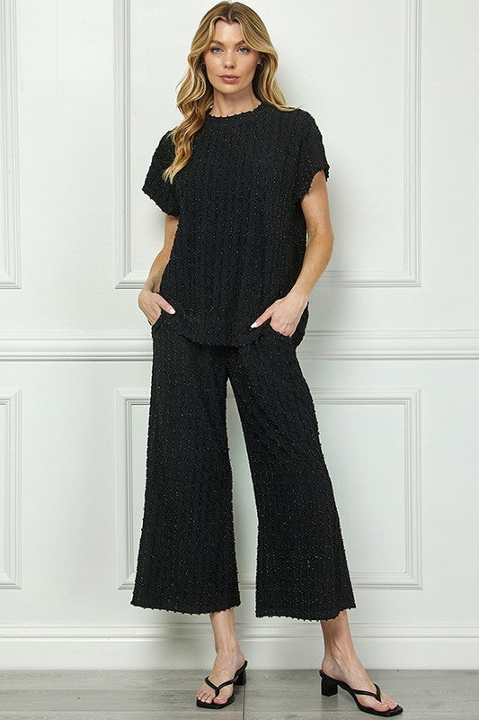 Glitter Textured Top And Cropped Pants S-3XL (SOLD SEPARATELY)