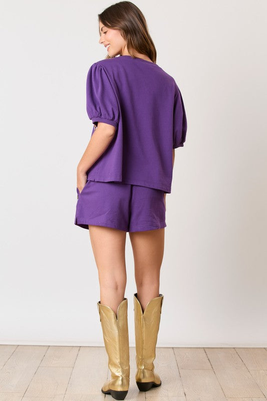 Tiger Face Sequins Embroidery Shorts