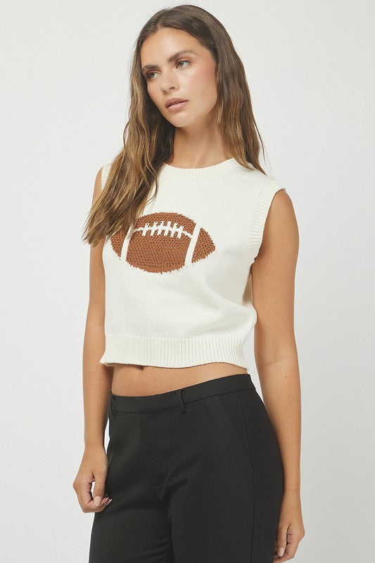 Rhinestone Football Sweater Tank