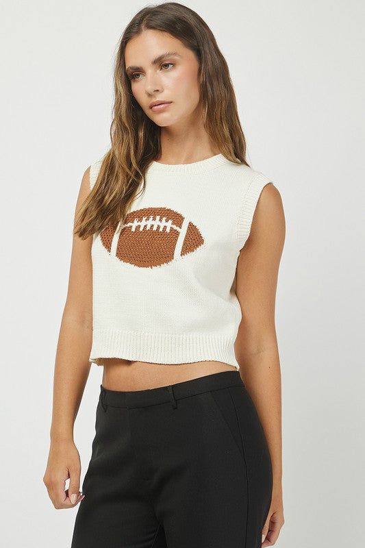 Rhinestone Football Sweater Tank