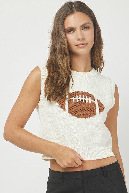Rhinestone Football Sweater Tank