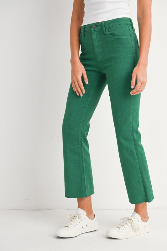 High Rise Denim Tonal Crop Flare Jeans In 6 Color Washes