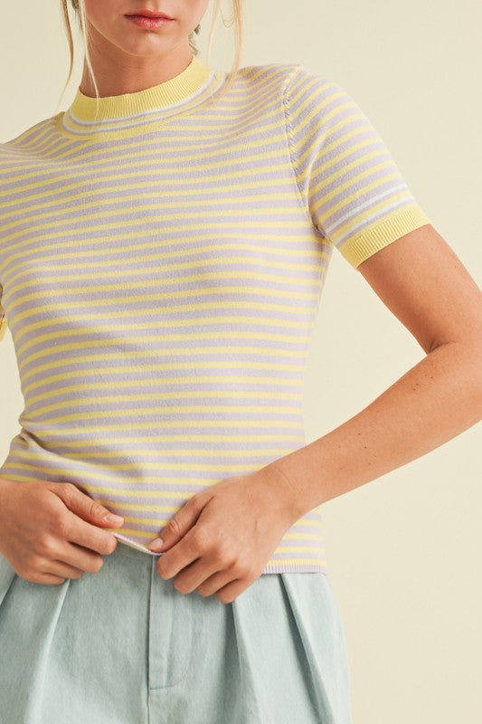 Round Neck Striped Sweater Top