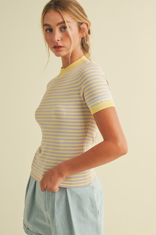 Round Neck Striped Sweater Top