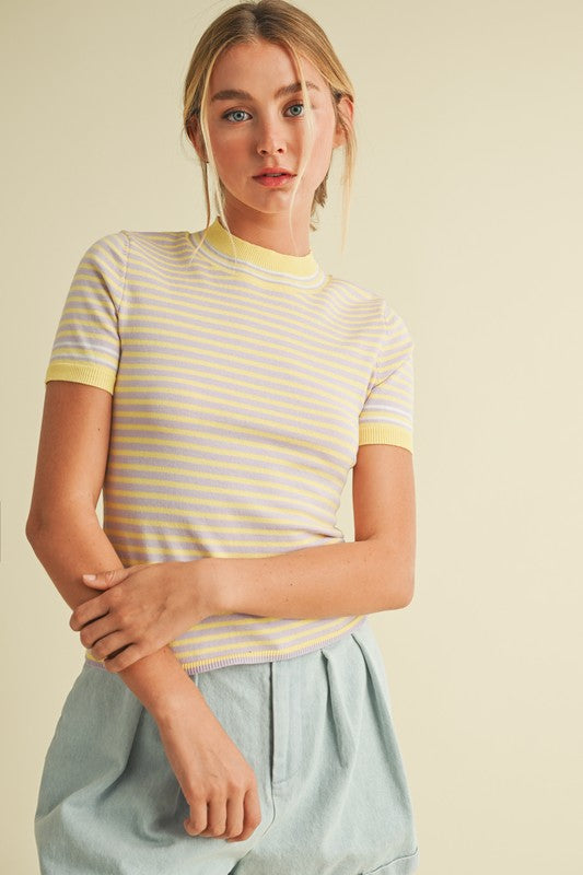 Round Neck Striped Sweater Top