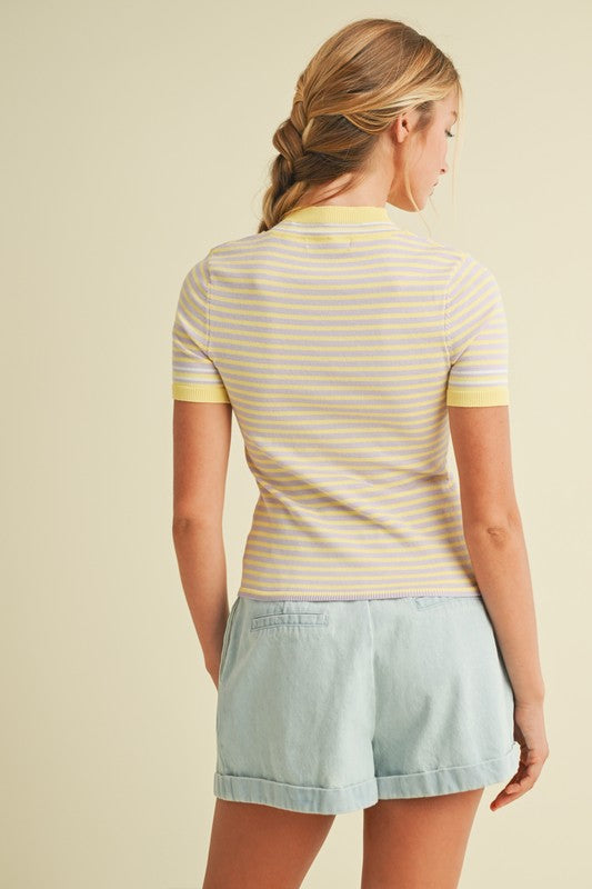 Round Neck Striped Sweater Top