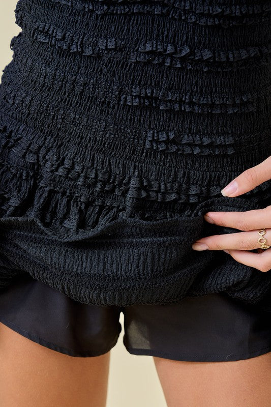 Strapless Smocked Ruffle Detail Romper Dress in 2 Colors