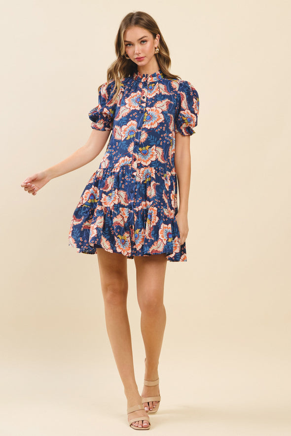 Midnight Bloom Mini Dress