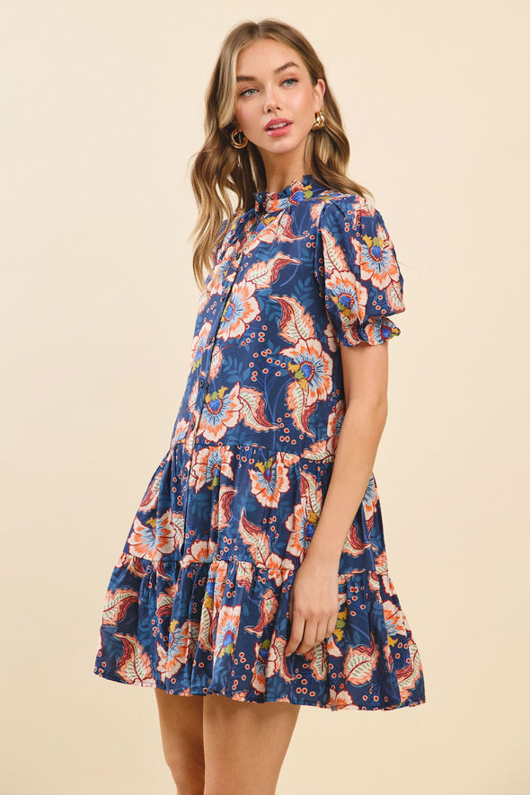 Midnight Bloom Mini Dress