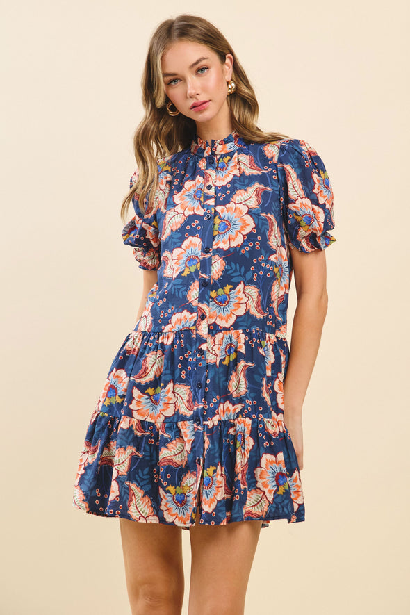 Midnight Bloom Mini Dress
