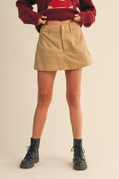 Cotton Twill Denim Skorts With Belt Loop