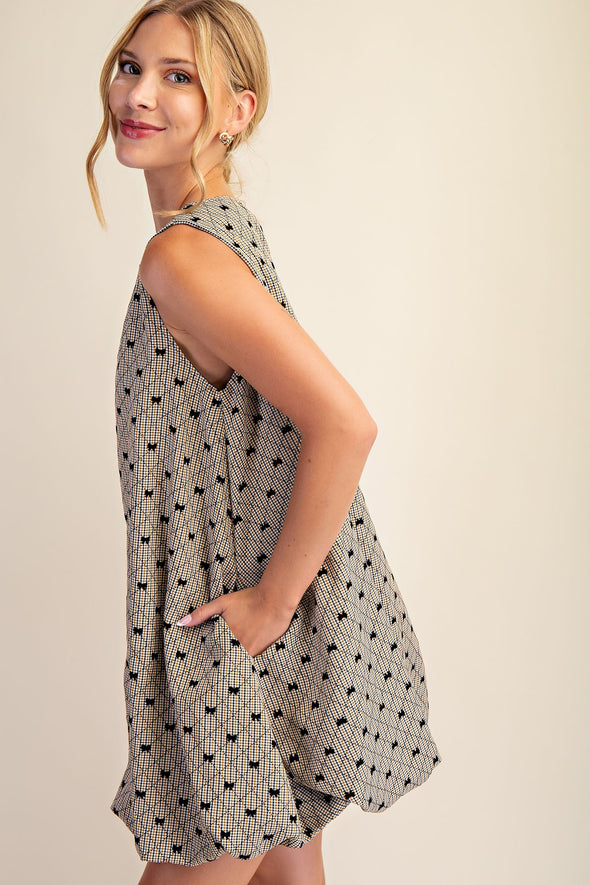 Round Neck Bubble Mini Dress