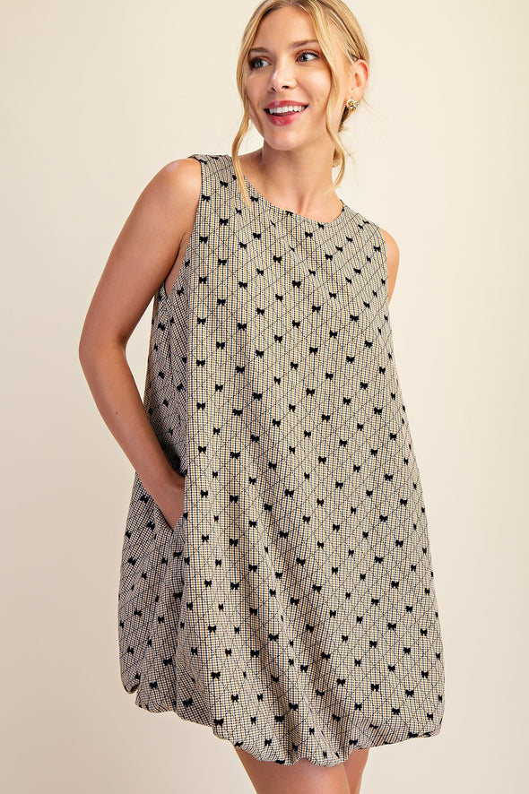 Round Neck Bubble Mini Dress