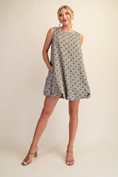 Round Neck Bubble Mini Dress