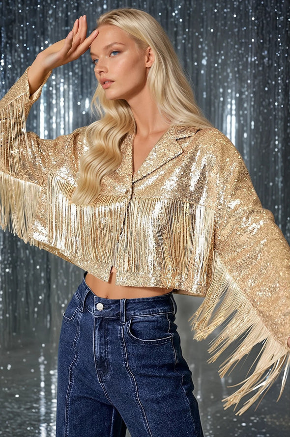 Sequins Fringed Blazer