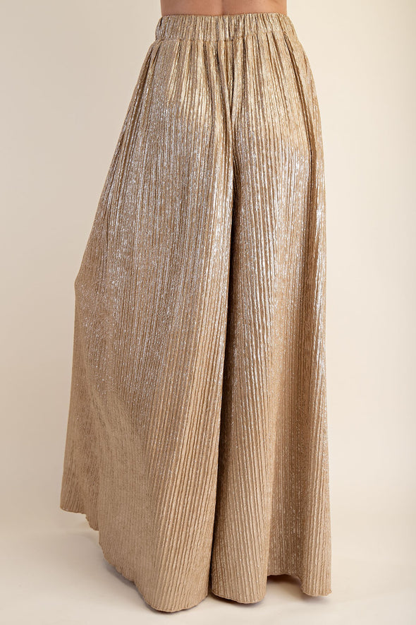 Pleats Pants With Elastic Waist