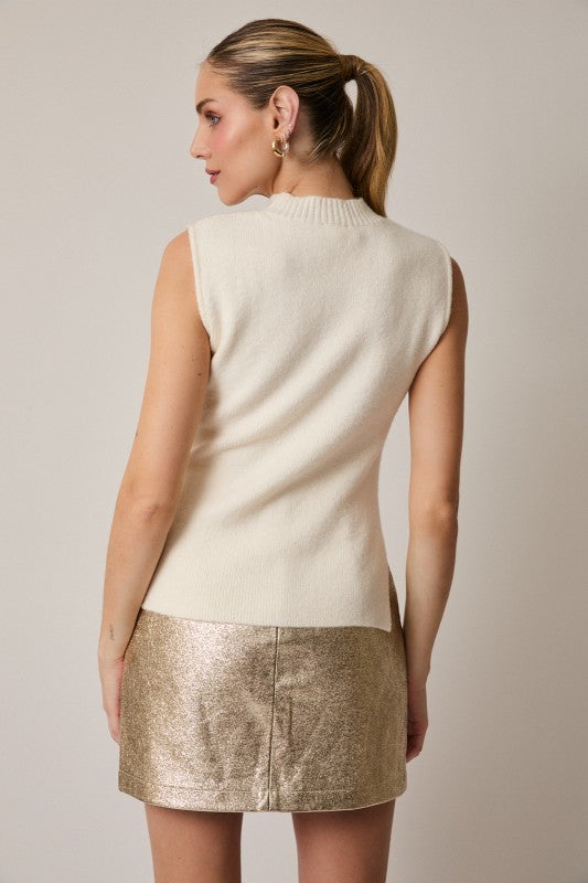 Foil Faux Leather Mini Skirt in Gold or Navy