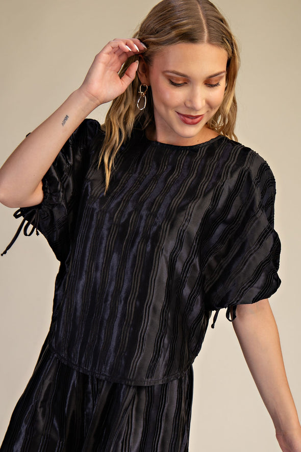 Puff Sleeve Blouse in Black or Taupe
