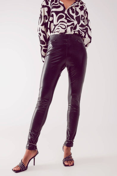 Black Shiny Faux Leather Leggings